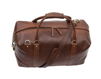 Personalised Luxury Brown Colombian Leather Holdall, 3 of 11