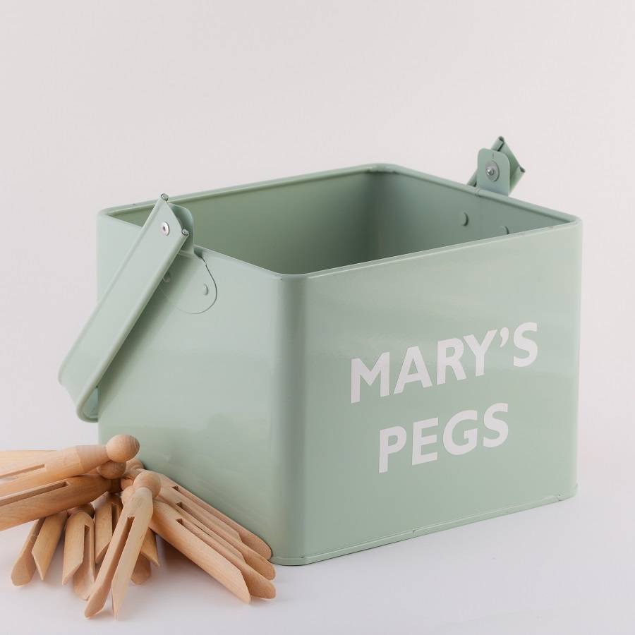 Personalised English Heritage Peg Basket And Dolly Pegs By British and