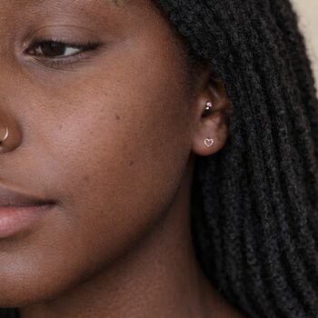 Sterling Silver Cut Out Micro Heart Stud Earrings – 4mm, 3 of 8