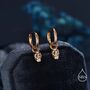 Sterling Silver Extra Tiny Skull Huggie Hoop Earrings, thumbnail 3 of 11