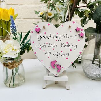 Personalised New Baby Granddaughter Grandson Heart Card, 6 of 7