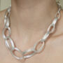 Silver Colour Multi Ring Linked Oval Hoop Necklace, thumbnail 2 of 5
