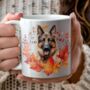 Personalised Dog Mug German Shepherd In An Autumn Wreath, thumbnail 1 of 2