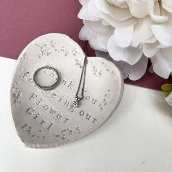 Heart Shaped Flower Girl Ceramic Ring Dish, 2 of 6