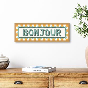 French Style Stripe Bonjour Framed Print, 6 of 8