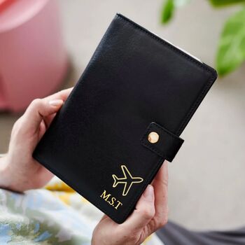 Personalised Luxury Leather Travel Wallet With Optional Photo Card And Plane, 4 of 7