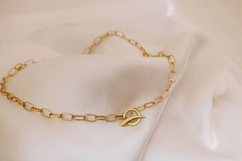 18ct Gold Plated Claw T Bar Necklace, 2 of 10