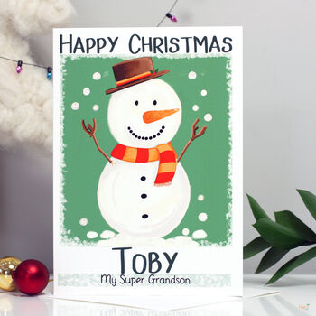 Personalised Snowman Christmas Card, 4 of 12