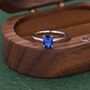 Sterling Silver One Carat Sapphire Blue Cz Oval Ring, thumbnail 3 of 11