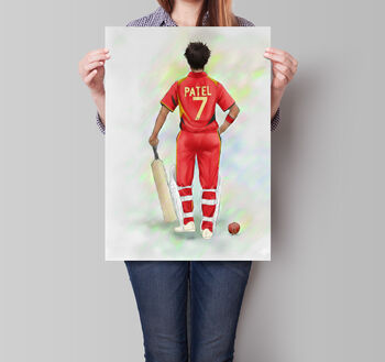 Personalised Custom Cricketer Print, 5 of 7