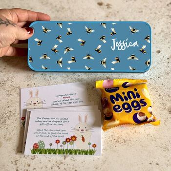 Personalised Easter Hunt And Eggs In Re Usable Tin, 4 of 7