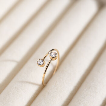 Gold Filled Diamond Open Adjustable Ring, 2 of 10