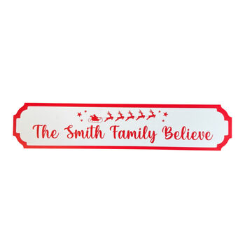 Custom Family Believe Christmas Road Wall Sign Home Decoration, 3 of 5