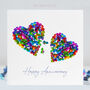 Two Colourful Butterfly Hearts Anniversary Card, thumbnail 1 of 10