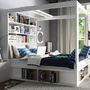 Four Poster King Bed With Storage And Shelves In White, thumbnail 1 of 4