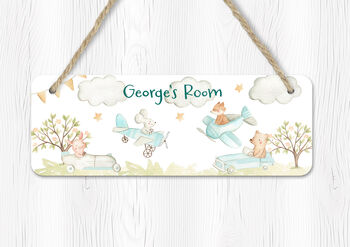 Personalised Travelling Animals Door Sign, Nursery Room Decor, 2 of 2