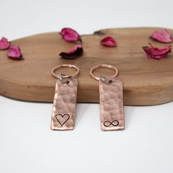 9th Anniversary Copper 'Tag' Keyring. Handmade Anniversary Gift, 2 of 9