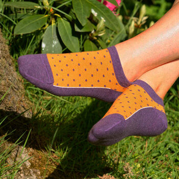 Polka Berry And Delicate Orange Women's Trainer Socks, 2 of 7