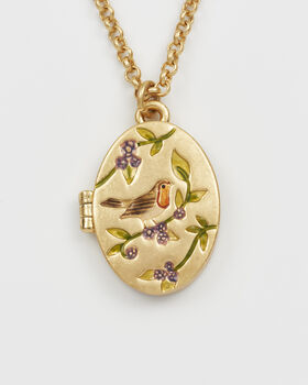 Robin And Blackberry Gold Locket Chain Necklace, 3 of 8