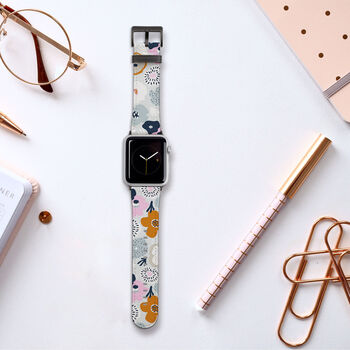 Blue Flowers Vegan Leather Apple Watch Band, 6 of 6