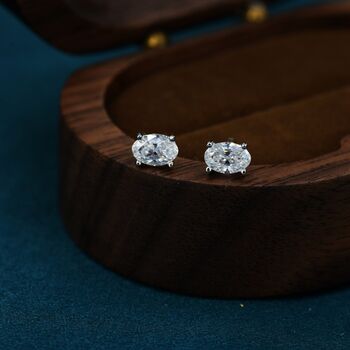 Moissanite Diamond Stud Earrings In Sterling Silver, 6 of 9