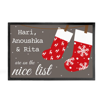 Personalised Festive Stockings Christmas Indoor Doormat, 4 of 4