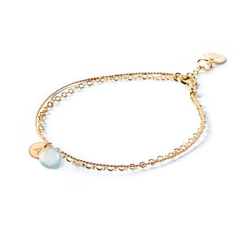 March Aquamarine Gold And Silk Birthstone Bracelet, 3 of 6