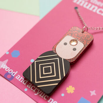 Bowie Inspired Wood And Acrylic Statement Necklace, 3 of 3