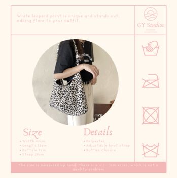 White Leopard Print Shoulder Elegant Knot Tote Bag, 6 of 6