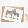 Zebra Hand Painted Greetings Card, thumbnail 1 of 2