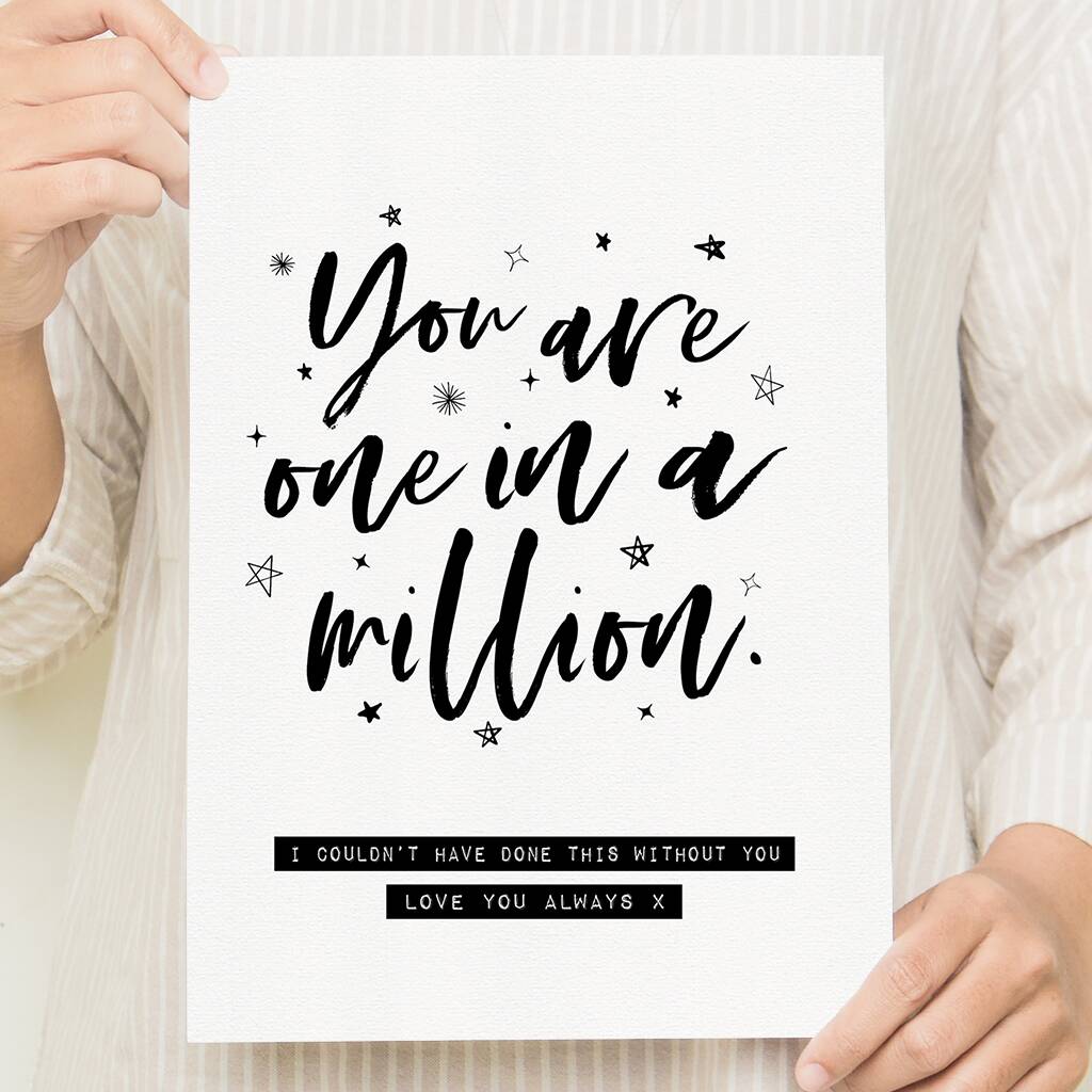 Personalised you are one in a million print by edit a store