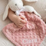 Personalised Dusty Pink Bobble Bunny Baby Comforter, thumbnail 3 of 6