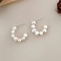 Kamela Ivory Silver Pearl Mini Hoop Charm Earrings, thumbnail 2 of 3