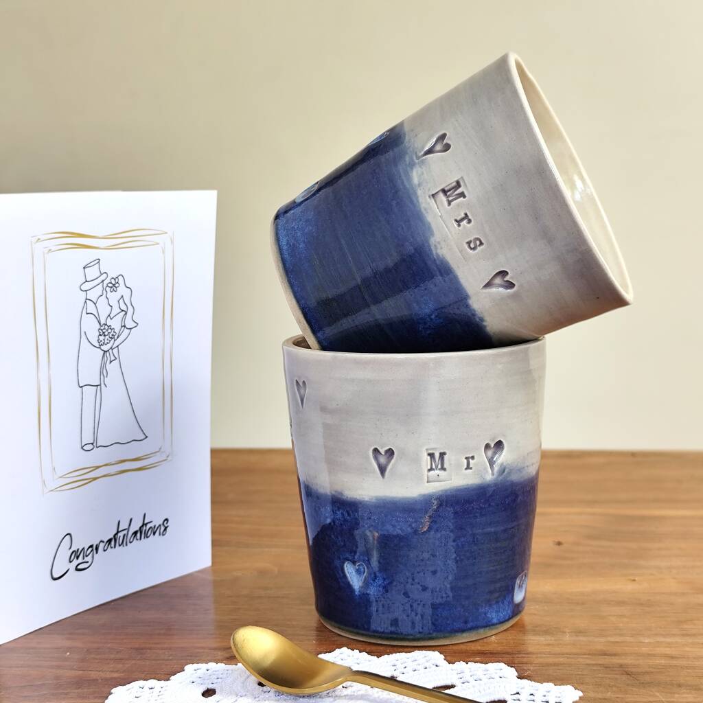 Wedding Civil Ceremony Gift Handmade Tumbler In Purple And Blue, 1 of 7