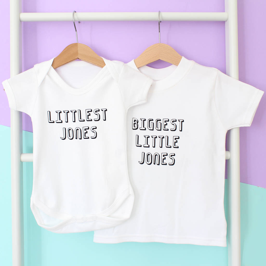 personalised littlest family member babygrow or set by heather alstead ...