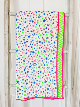 Handmade Block Print Dohar Blanket | Neon Stars, 3 of 3
