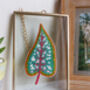 Green Tropical Leaf Embroidery Framed Art, thumbnail 2 of 3