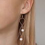 Silver Colour Snake Chain And Pearl Drop Earrings, thumbnail 4 of 4