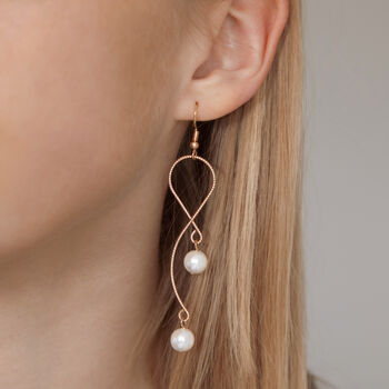 Silver Colour Snake Chain And Pearl Drop Earrings, 4 of 4