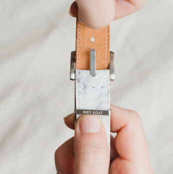 'Grey Marble' Leather Smartwatch Strap; Handmade Band, 3 of 9