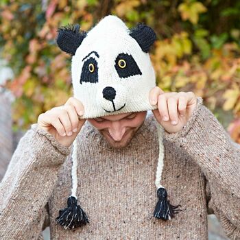 Panda Hand Knitted Woollen Animal Hat, 2 of 5