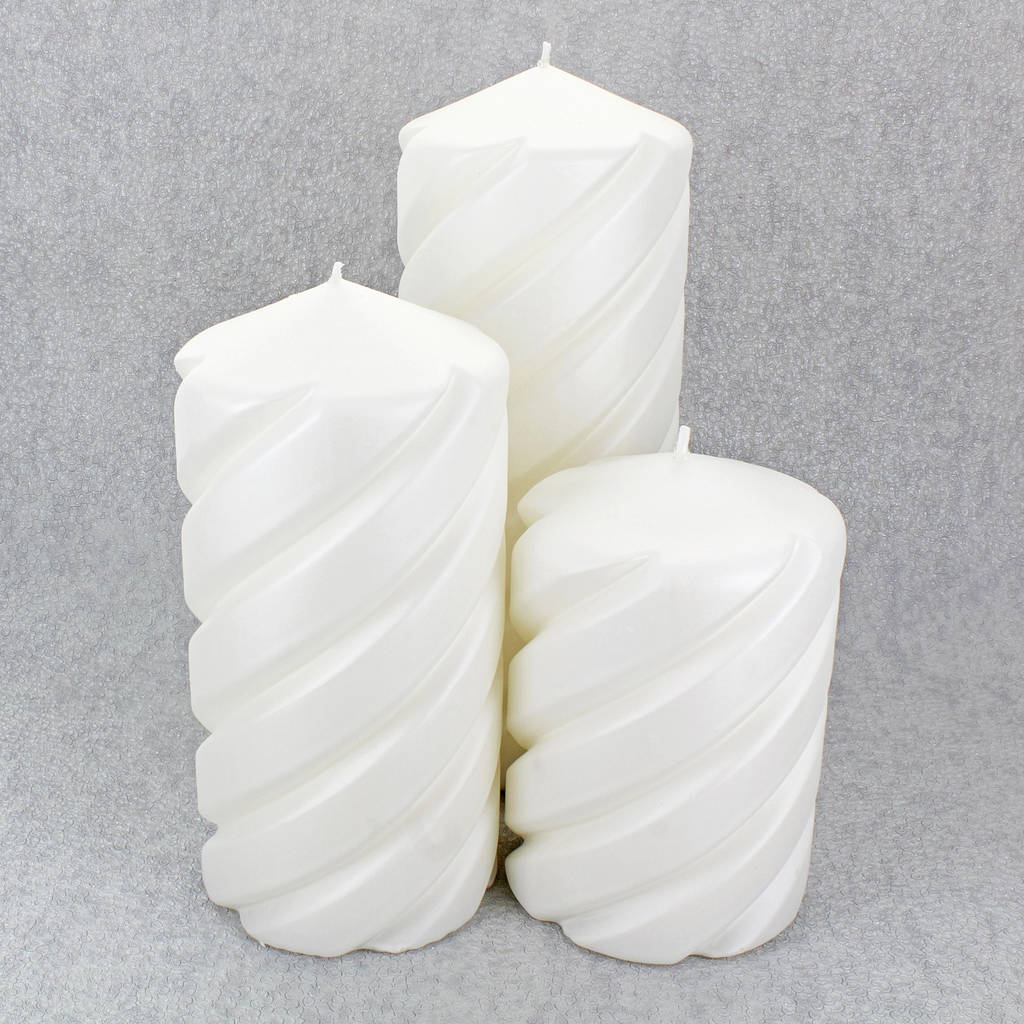 xxl white pillar spiral candles by g decor by g decor