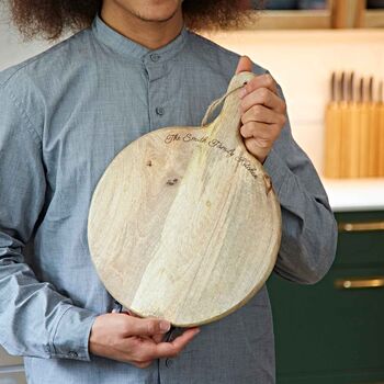 Personalised Natural Mango Wood Round Chopping Board, 3 of 12