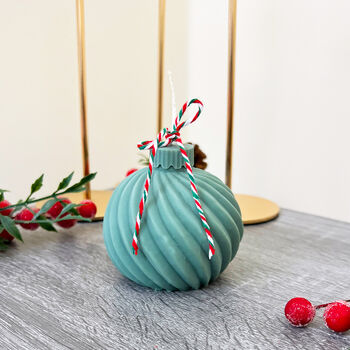 Green Christmas Candle In Christmas Tree Bauble Design, 2 of 7