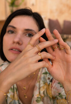 Gold Plated Moon And Star Statement Cassiopeia Ring, 4 of 5
