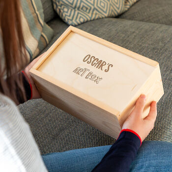 Personalised Arts And Crafts Box With Sliding Lid, 2 of 5