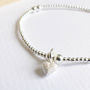 Sterling Silver Beaded Tiny Frosted Heart Bracelet, thumbnail 1 of 3