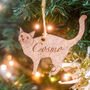 Traditional Wooden Cat Christmas Decoration Personalised, thumbnail 3 of 12