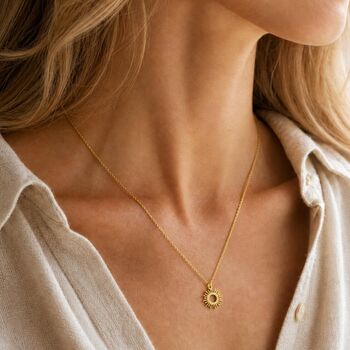 Minimalist Gold Sunburst Necklace 18 K Plated, 3 of 4