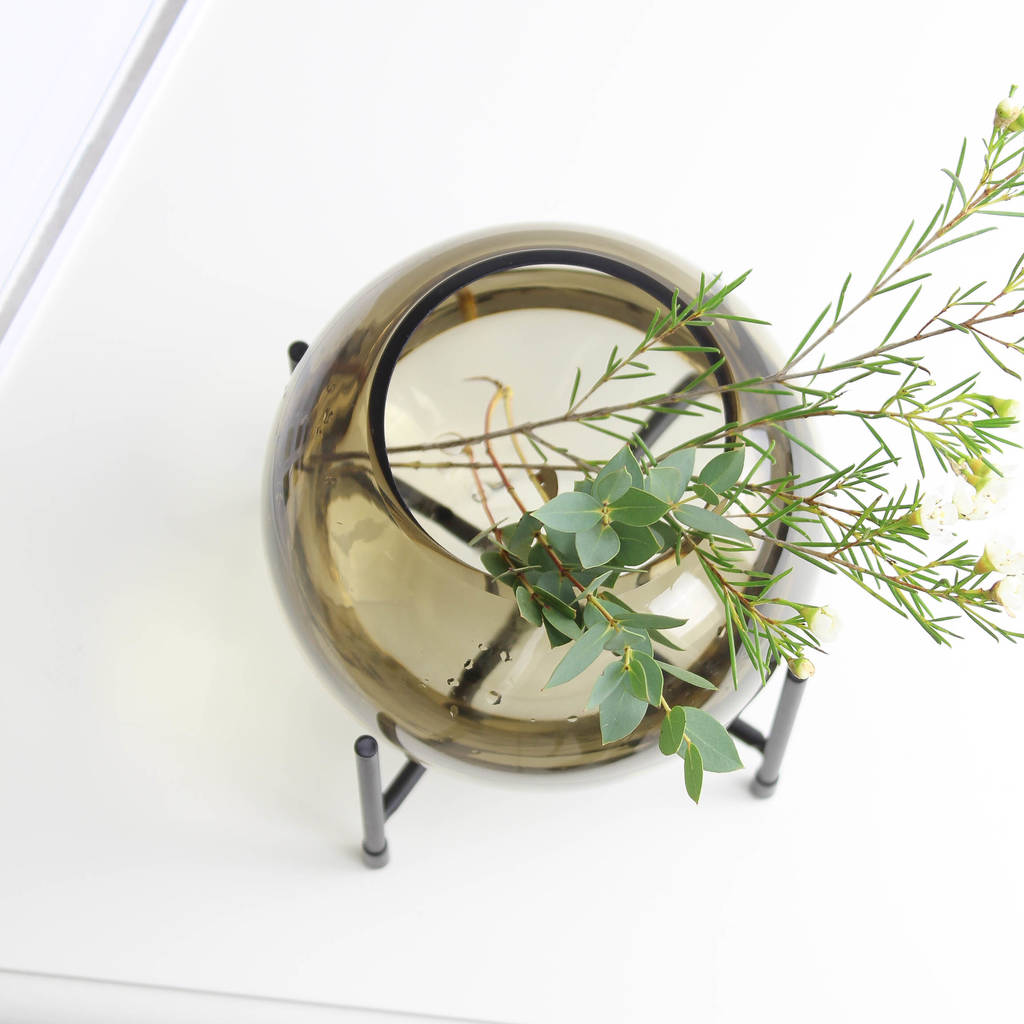 smoked glass raised glass vase by marquis & dawe